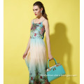 Europe And America Long Dresses Floral Empire Gradient Fashion Women Casual Dresses